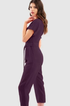 Closet London Purple Wrap Tie Belt Jumpsuit -Closet London Popular Shop T7084 Orange DSC 6804 33987 25927.1664535225