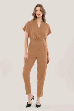 ClosetLondon Sandstone Wrap Front Kimono Jumpsuit