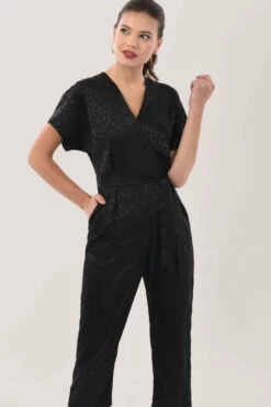 Closet London Black Jacquard Print Wrap Jumpsuit -Closet London Popular Shop T7139 5994 09860.1628785263