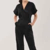 Closet London Black Jacquard Print Wrap Jumpsuit -Closet London Popular Shop T7139 5997 93160.1633090090