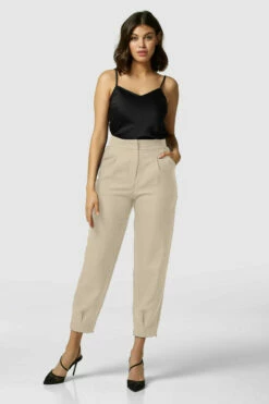 Closet London Stone BeigePleated Hem Trouser