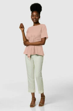 Closet London Blush Tie Waist Top -Closet London Popular Shop T7149 B7106 4453 23645.1635172598
