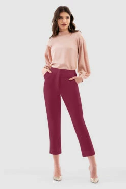 Closet London Wine Burgundy Cigarette Trouser -Closet London Popular Shop T7149 Stone DSC 6344 10836.1651058549.1280.1280 copy 2 84708.1653388037