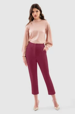 Closet London Wine Burgundy Cigarette Trouser -Closet London Popular Shop T7149 Stone DSC 6363 03408.1651058520.1280.1280 copy 2 72810.1653388036