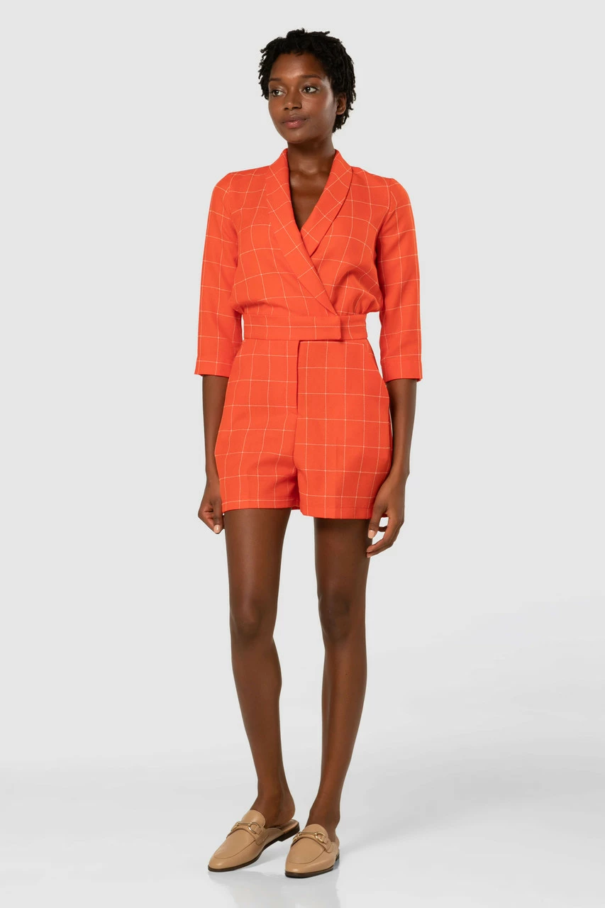 Closet London Orange Tuxedo Print Playsuit 4 Closet London Orange Tuxedo Print Playsuit - Image 2