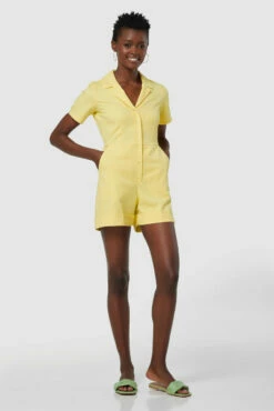 Closet London Lemon Yellow Shirt Playsuit -Closet London Popular Shop T7972 20211026 Closet London 0241 91042.1647516957