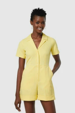 Closet London Lemon Yellow Shirt Playsuit -Closet London Popular Shop T7972 20211026 Closet London 0265 14580.1647516971