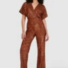 Closet London Rust Sequin Wide Leg Jumpsuit -Closet London Popular Shop T8668 0192 46298.1662544004