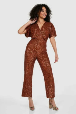 Closet London Rust Sequin Wide Leg Jumpsuit -Closet London Popular Shop T8668 0197 19951.1662544036