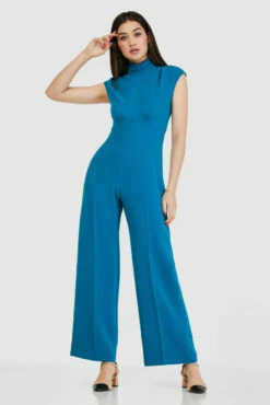Closet London Teal Blue High Neck Jumpsuit