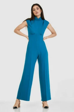 Closet London Teal Blue High Neck Jumpsuit -Closet London Popular Shop T8773 0903 56578.1665585988