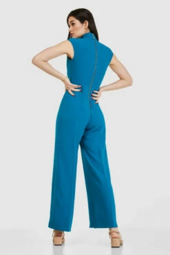 Closet London Teal Blue High Neck Jumpsuit -Closet London Popular Shop T8773 0916 78214.1665585988