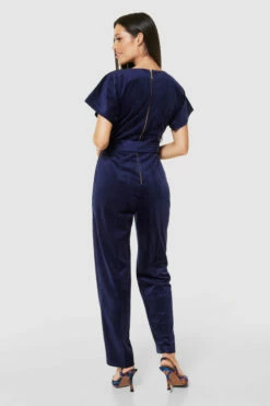 Closet London Navy Velvet Wrap Straight Leg Jumpsuit -Closet London Popular Shop T8806 NAVY 72003 92585.1675351463