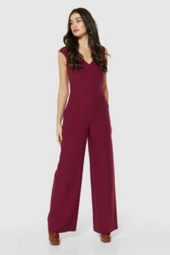 Closet London Maroon Wide Leg Jumpsuit -Closet London Popular Shop T9440 MAROON 65280 16421.1691074423