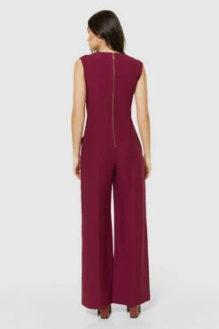 Closet London Maroon Wide Leg Jumpsuit -Closet London Popular Shop T9440 MAROON 65294 44453.1691074423