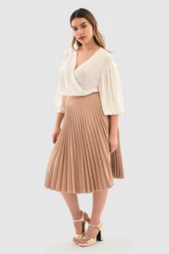 Closet London Curves Beige Pleated Skirt -Closet London Popular Shop UuAs5p0M 56223.1650626738