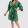 Closet London CurvesEmerald Wrap Tie Waist Dress
