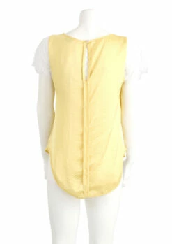 Closet London Yellow Lace Trim Satin Top -Closet London Popular Shop b190 yellow back full 69257.1668615004