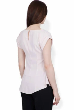 Closet London Pink Turn Up Sleeve High Low Top -Closet London Popular Shop b238 pink back model 73410.1619100472