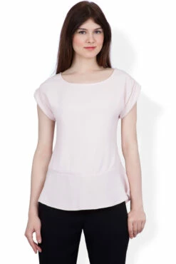 Closet London Pink Turn Up Sleeve High Low Top