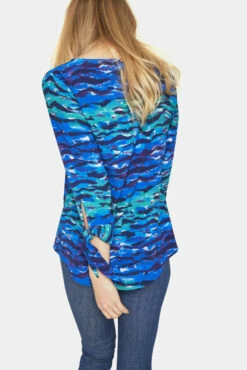 Closet London Blue Printed Tie Cuff Blouse -Closet London Popular Shop b2541 22 1294 15617.1566134393