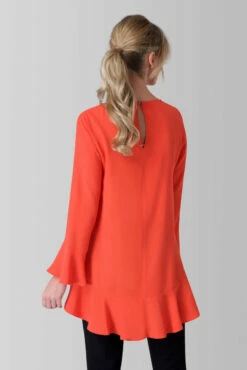 Closet London Orange A-Line Long Sleeve Frill Blouse -Closet London Popular Shop b2659 orange 3 20813.1565271009