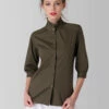 Closet London Khaki High Neck 3/4 Sleeve Gathered Blouse -Closet London Popular Shop b2711 khaki 1 94733.1633089160