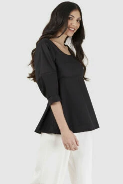 Closet London Black Volant Round Neck Blouse -Closet London Popular Shop b2741 black shirt blouse 2 21347.1567602552