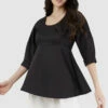 Closet London Black Volant Round Neck Blouse -Closet London Popular Shop b2741 black shirt blouse 2a 79397.1633089166