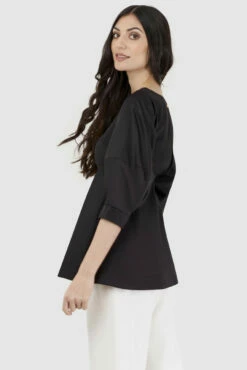 Closet London Black Volant Round Neck Blouse -Closet London Popular Shop b2741 black shirt blouse 3 26317.1567602552