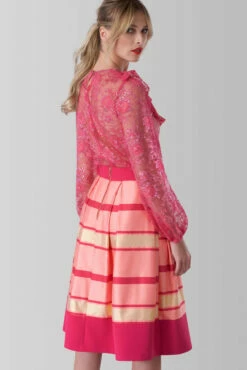 Closet London Pink Lace Long Sleeve High Collar Blouse -Closet London Popular Shop b2782 pink 4 61778.1606149441