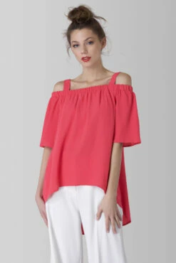 Closet London Pink Off The Shoulder Strap Blouse -Closet London Popular Shop b2785 pink 03 31204.1566135336