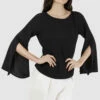 Closet London Black Volant Sleeve Blouse -Closet London Popular Shop b2827 black flute sleeve blouse 2 71799.1633089187