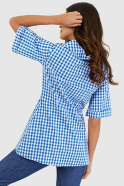 Closet London Blue And White Checked Wrap Blouse -Closet London Popular Shop b3009 blue and white check shirt 3 80531.1567606250
