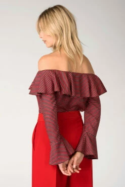 Closet London Black And Red Ruffle Neck Off-the Shoulder Blouse -Closet London Popular Shop b3228 dsc 6805 06728.1566136707