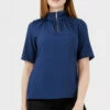 Closet London Navy Zipped High Neck Short Sleeve Blouse
