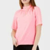 Closet London Pink Zipped High Neck Short Sleeve Blouse