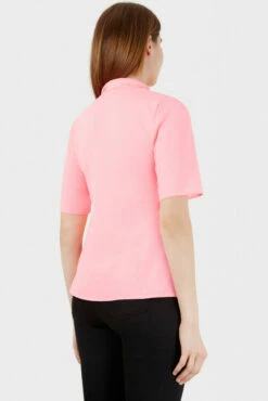 Closet London Pink Zipped High Neck Short Sleeve Blouse -Closet London Popular Shop b343 pink zip front top 11 3 01362.1567531857