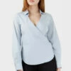 Closet London Blue Tie Wrap Over Long Sleeve Blouse -Closet London Popular Shop b344 pale blue tied wrap shirt 11 2 09905.1633089118