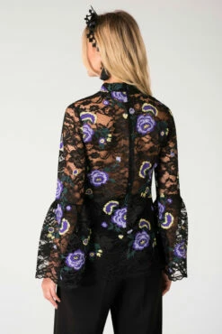 Closet London Multi Lace Gathered Sleeve High Neck Top -Closet London Popular Shop b3456 dsc 5463 27733.1566137564