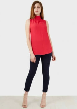 Closet London Pink High Neck Round Hem Blouse