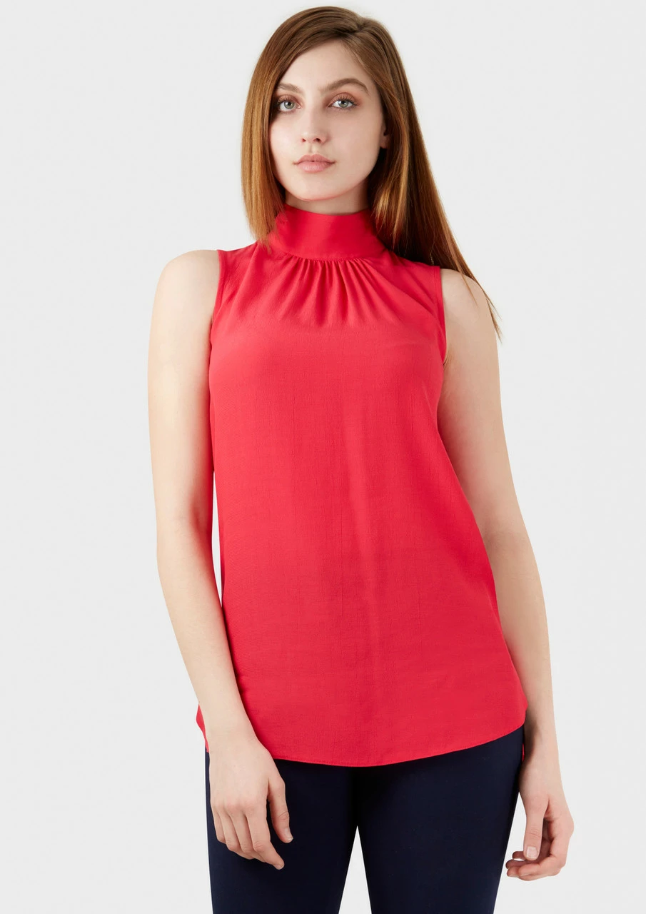 Closet London Pink High Neck Round Hem Blouse 4 Closet London Pink High Neck Round Hem Blouse - Image 2