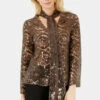 Closet London Brown Neck Tie Long Sleeve Sequin Blouse