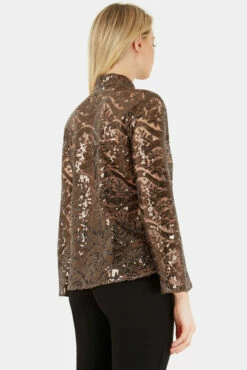 Closet London Brown Neck Tie Long Sleeve Sequin Blouse -Closet London Popular Shop b357e stone sequin pussybow blouse 3 29887.1567605497