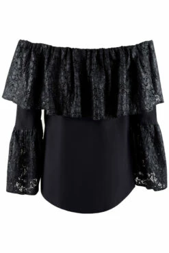 Closet London Navy Lace Ruffle Off The Shoulder Top -Closet London Popular Shop b3615 navy 5 80596.1566138337
