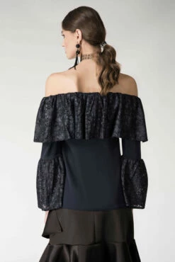 Closet London Navy Lace Ruffle Off The Shoulder Top -Closet London Popular Shop b3615 sc 0234 16477.1566138337