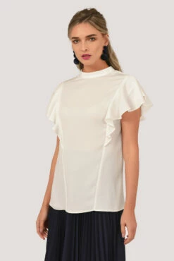 Closet London White Ruffle Detail Blouse