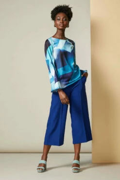 Closet London Blue Geometric Flared Split Sleeve Top -Closet London Popular Shop b4922 19 02 25 closet 0120 61013.1566149182