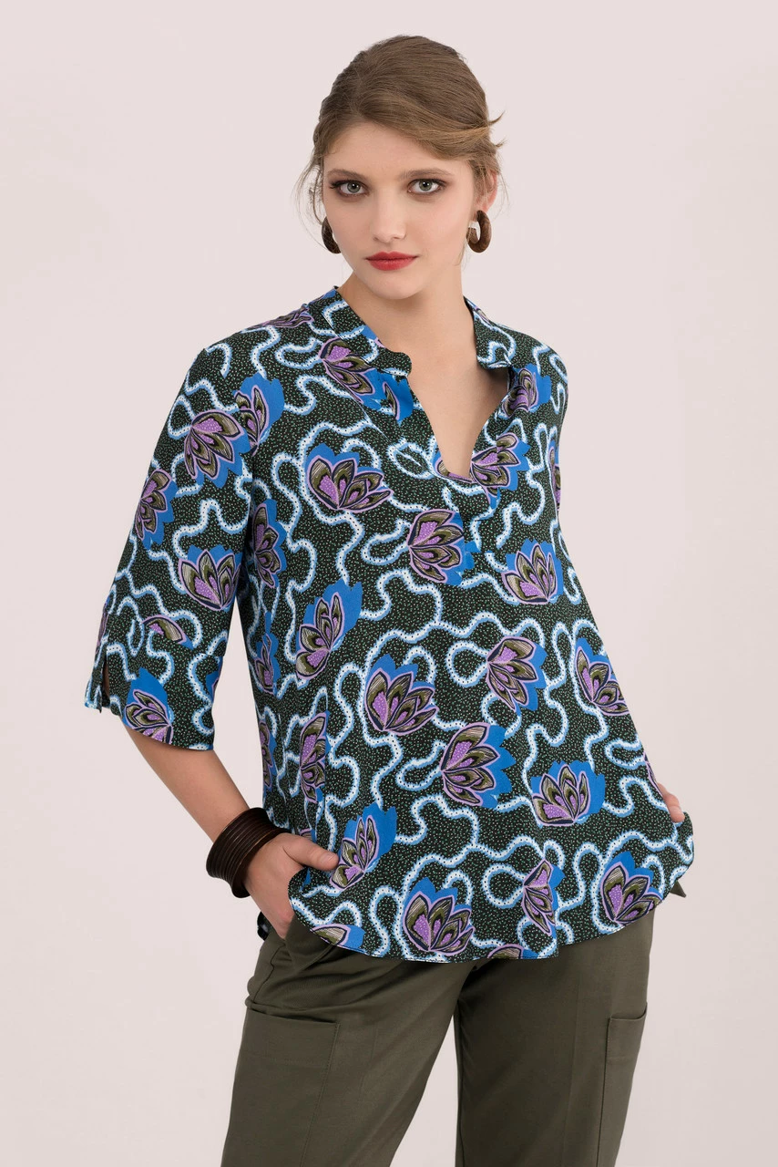 Closet London Green Multi Mandarin Collar Blouse 3 Closet London Green Multi Mandarin Collar Blouse