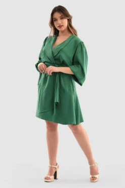 Closet London CurvesEmerald Wrap Tie Waist Dress -Closet London Popular Shop cRZLxmtY 85139.1650642817